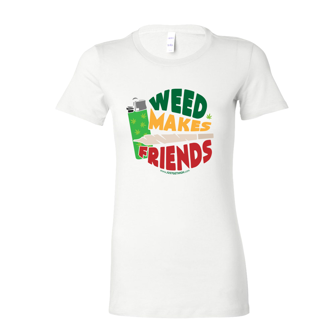 JUST GET HIGH_WEED MAKES FRIENDS_RASTA_WHITE