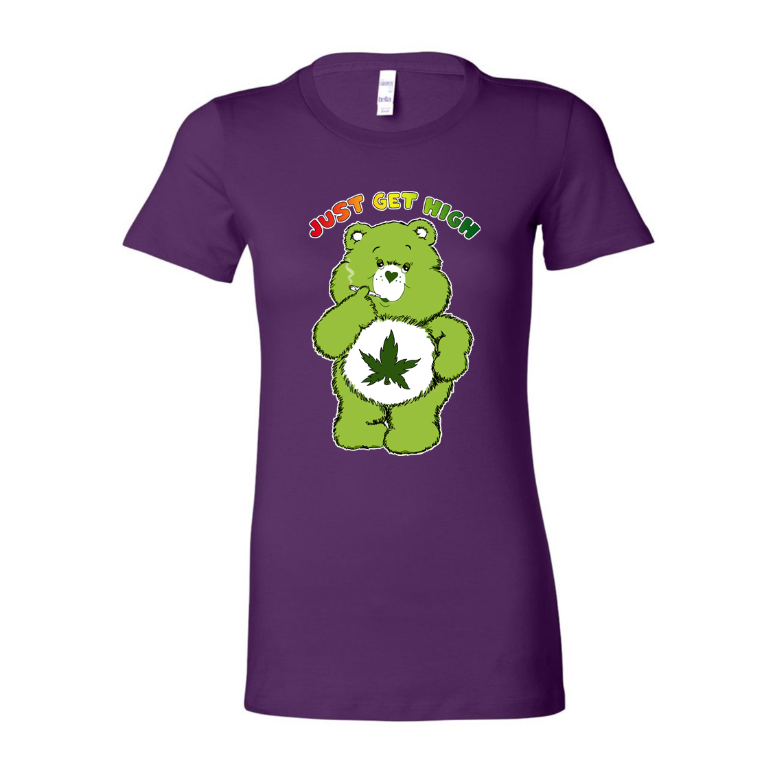JUST GET HIGH_PURPLE cannabear shirt