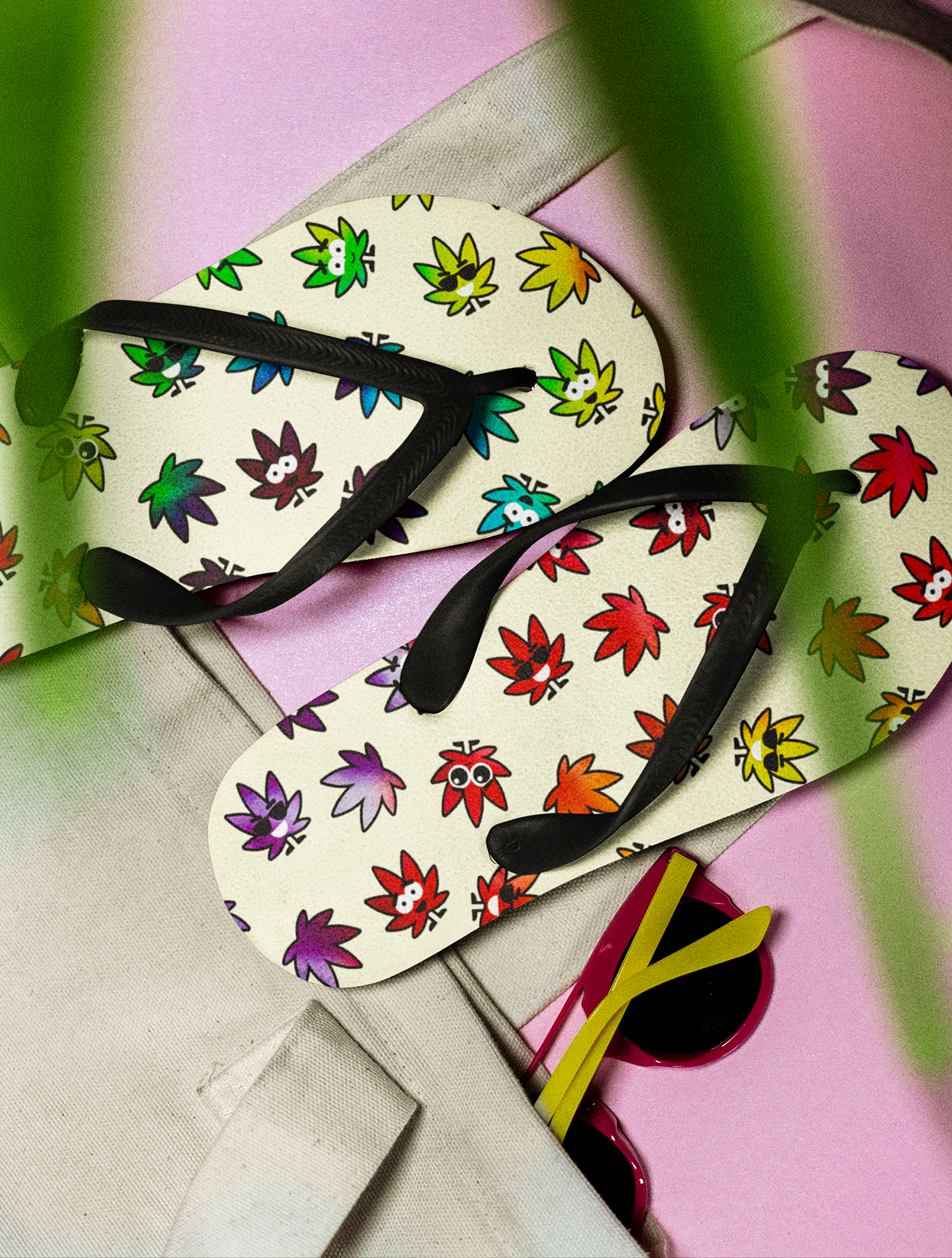 just get high_flip flops_tye dye kawaii