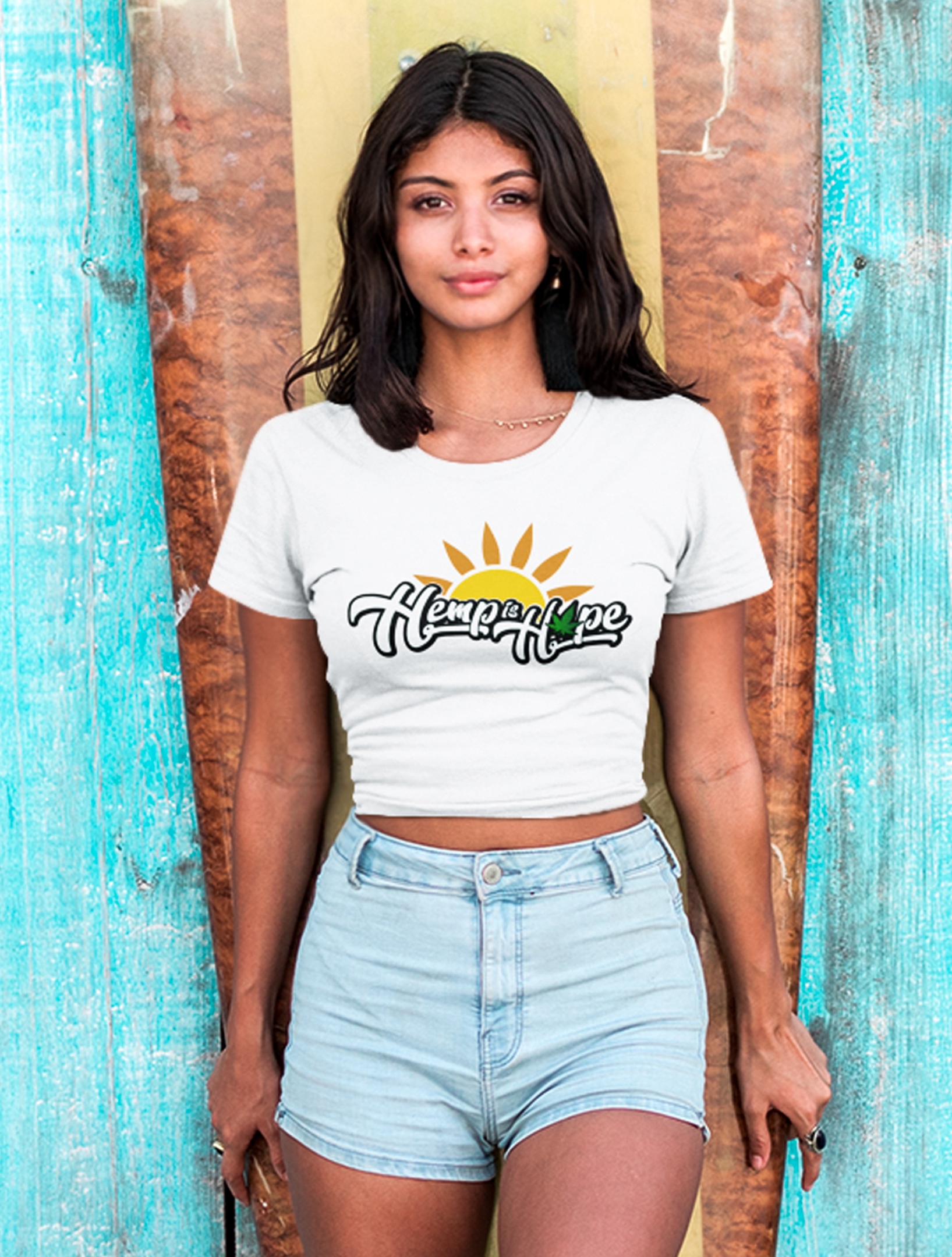just get high_hemp is hope_shirt_surf girl_close up