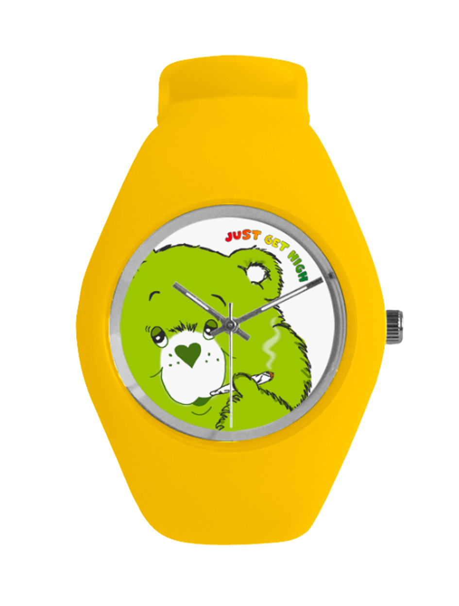 just get high_silicone watch_cannabear yellow_web a
