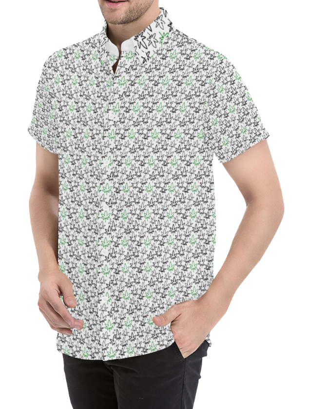 leaf love_just get high_dress shirt_green 1
