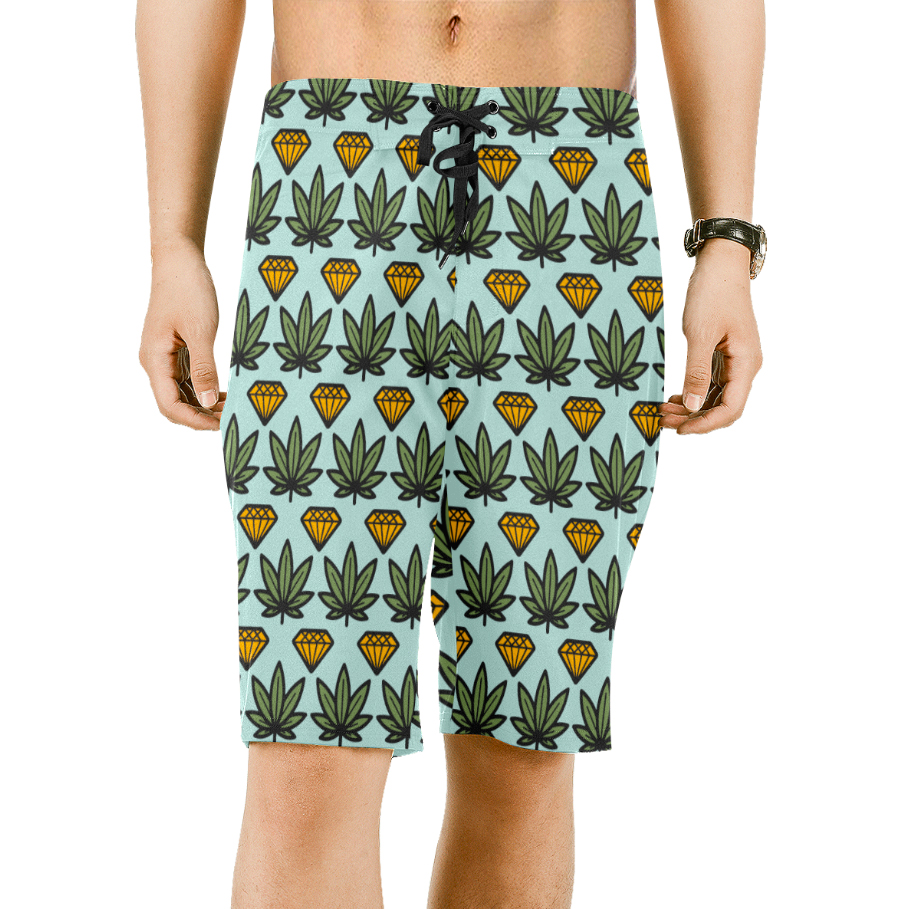 beach shirts_just get high_cannabis and diamonds_front