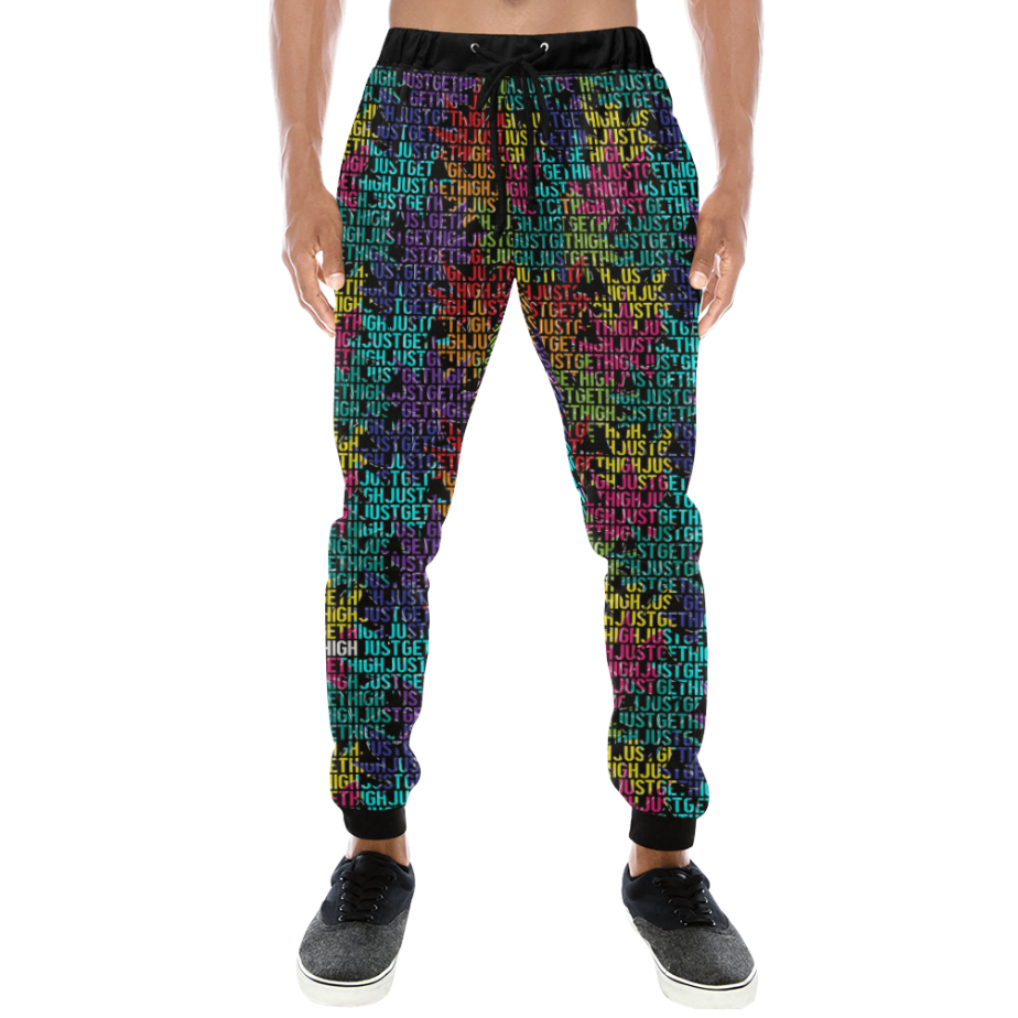 joggers_just get high_jgh stencil rainbow weed_front