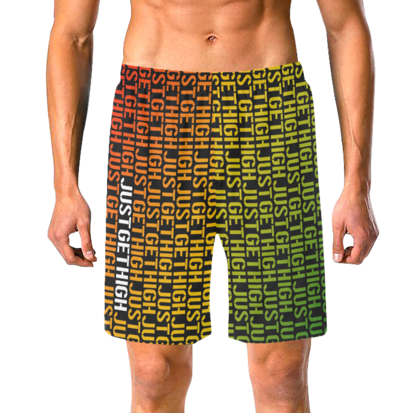 swim trunks_just get high_rasta stencil_front