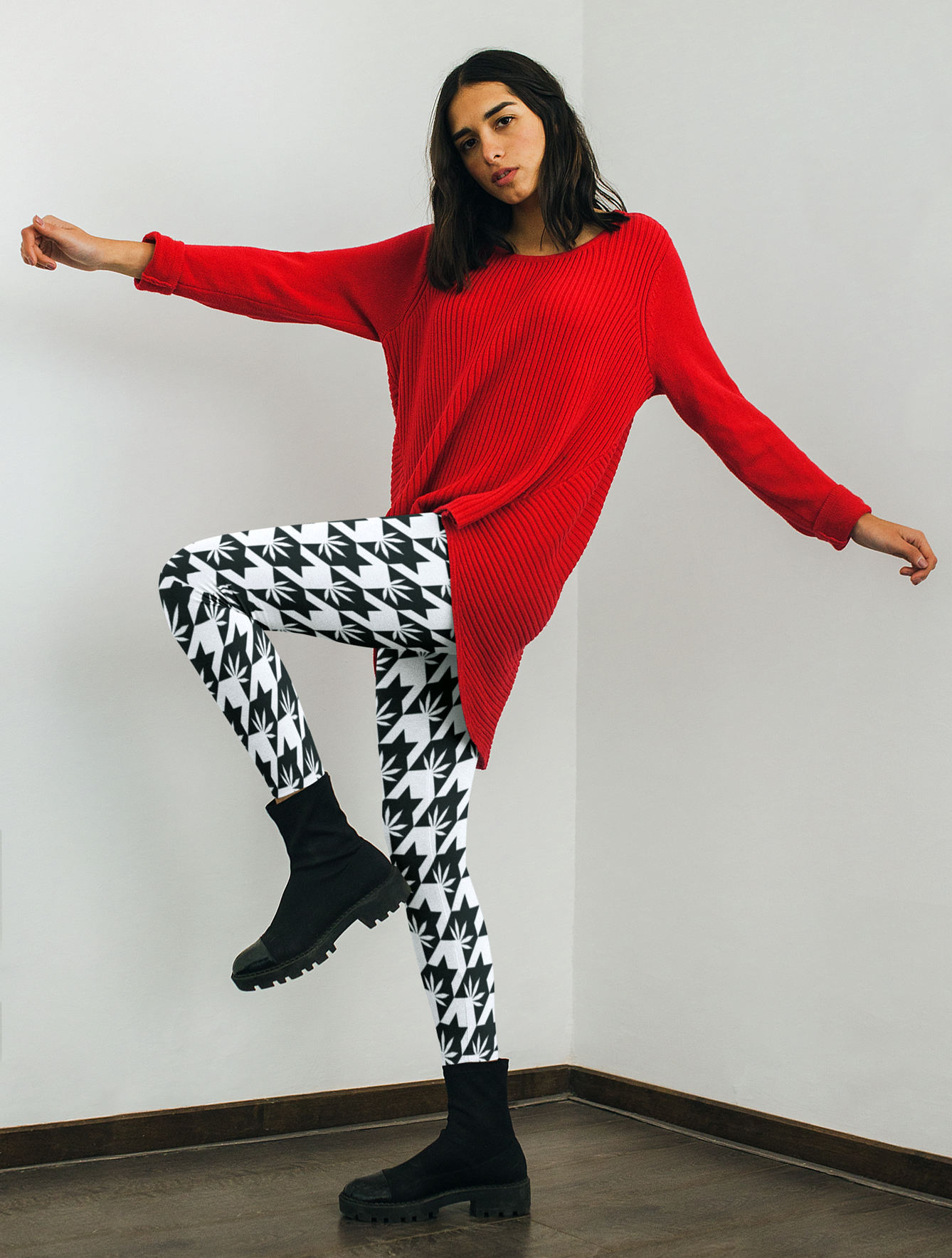 just get high_highest bitch_houndstooth leggings