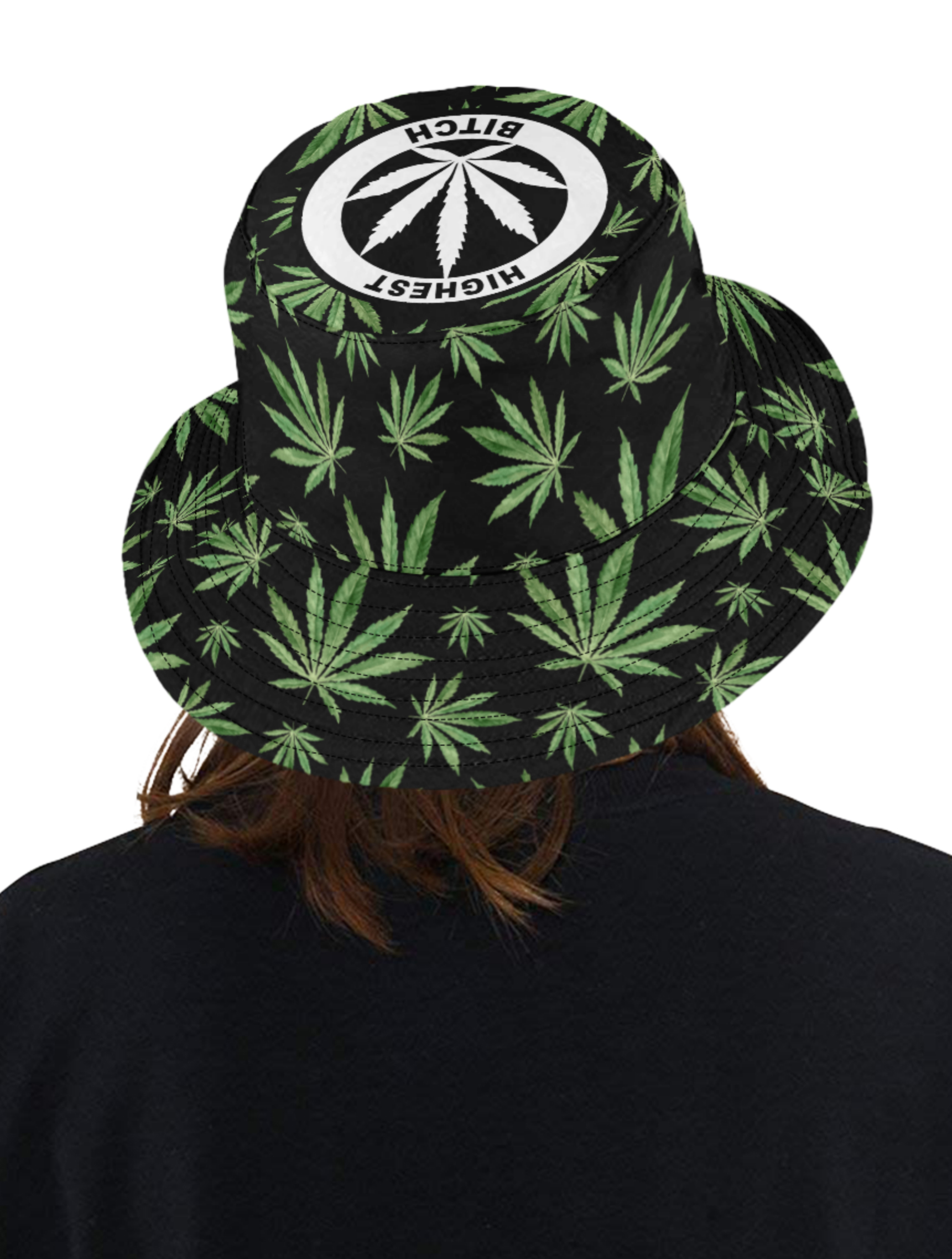 just get high_bucket hat_highest bitch_PAINTED LADIES_logo
