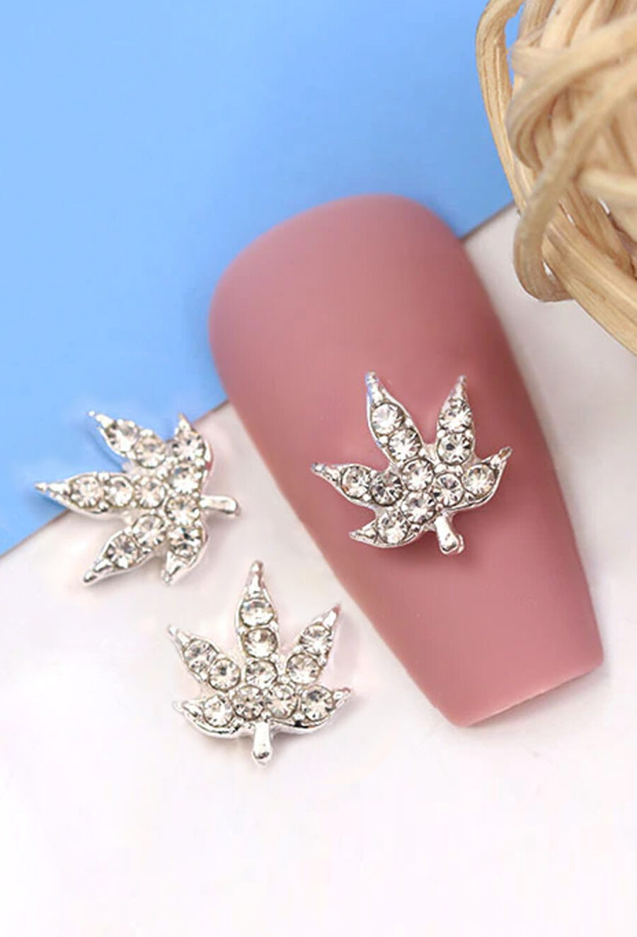 Nail Charms: Crystal Silver Leaf