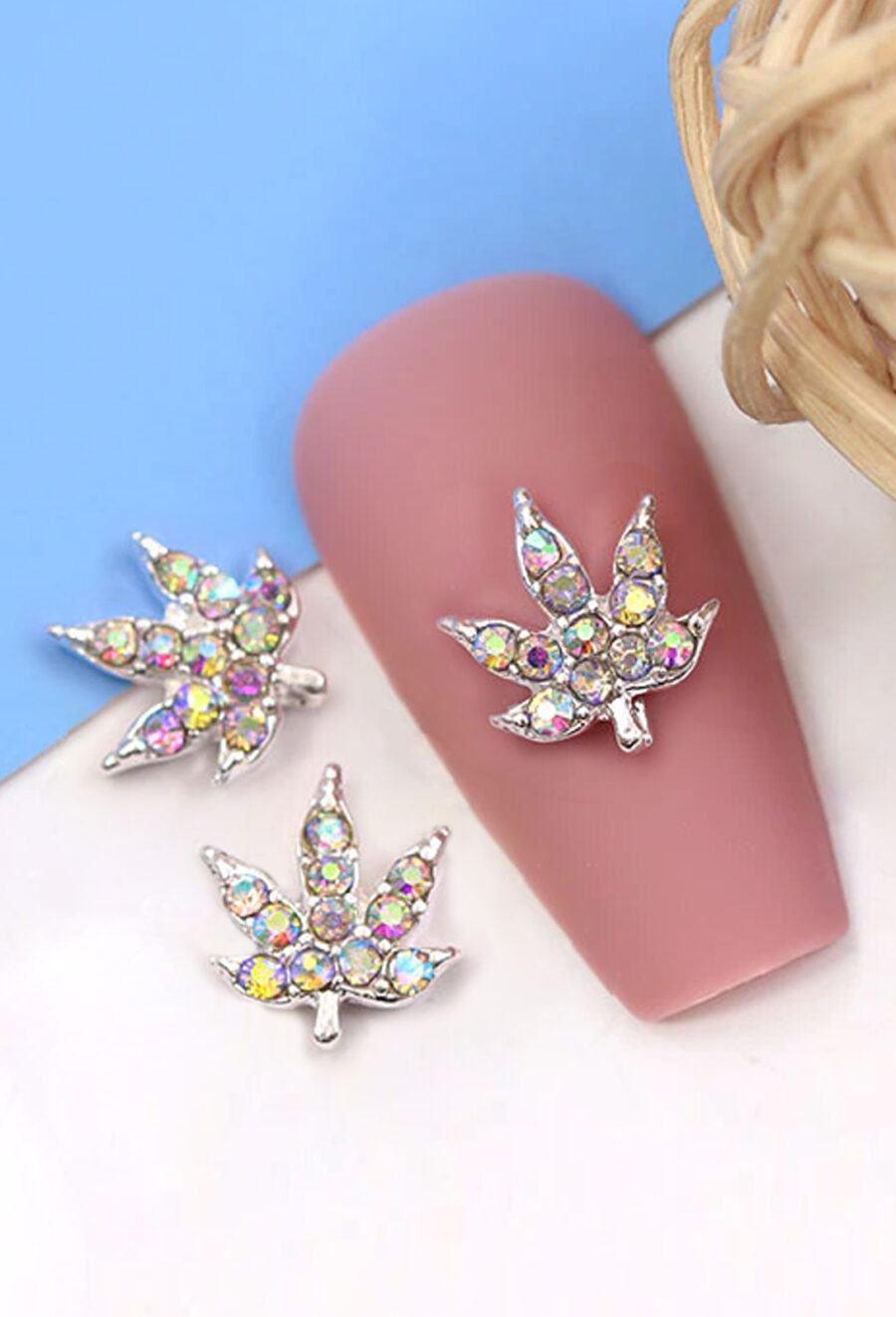 Nail Charms: Iridescent Crystal Silver Leaf