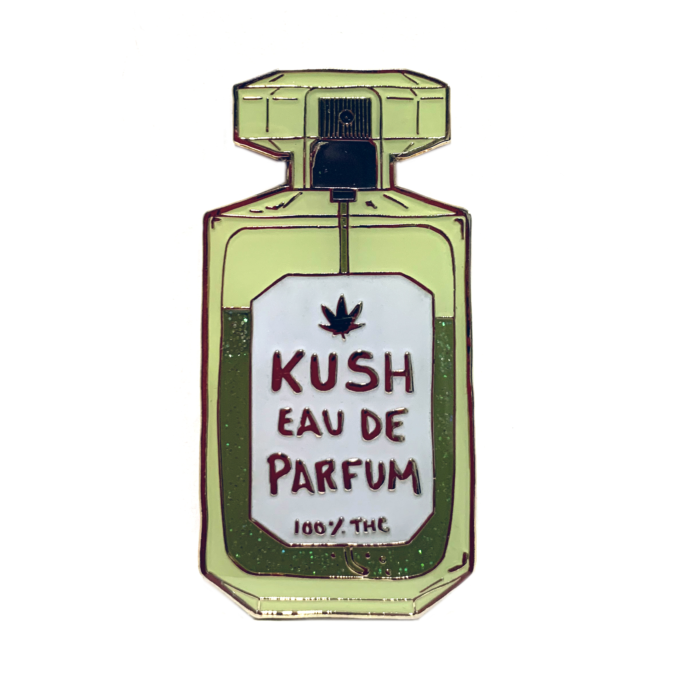 kush eau de parfum_hat pin_green crack