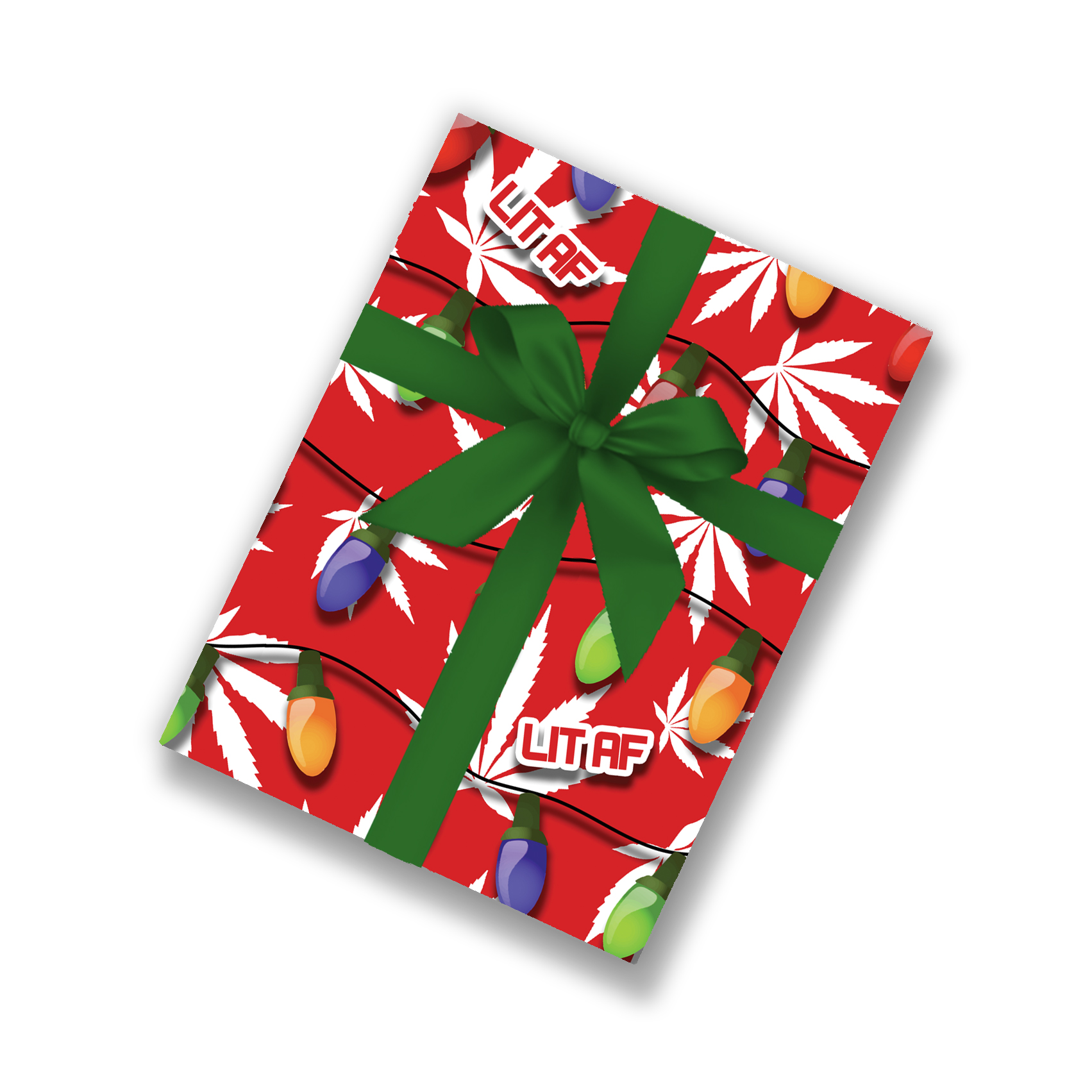mock up_wrapping paper_just get high_leaf and lights_lit af