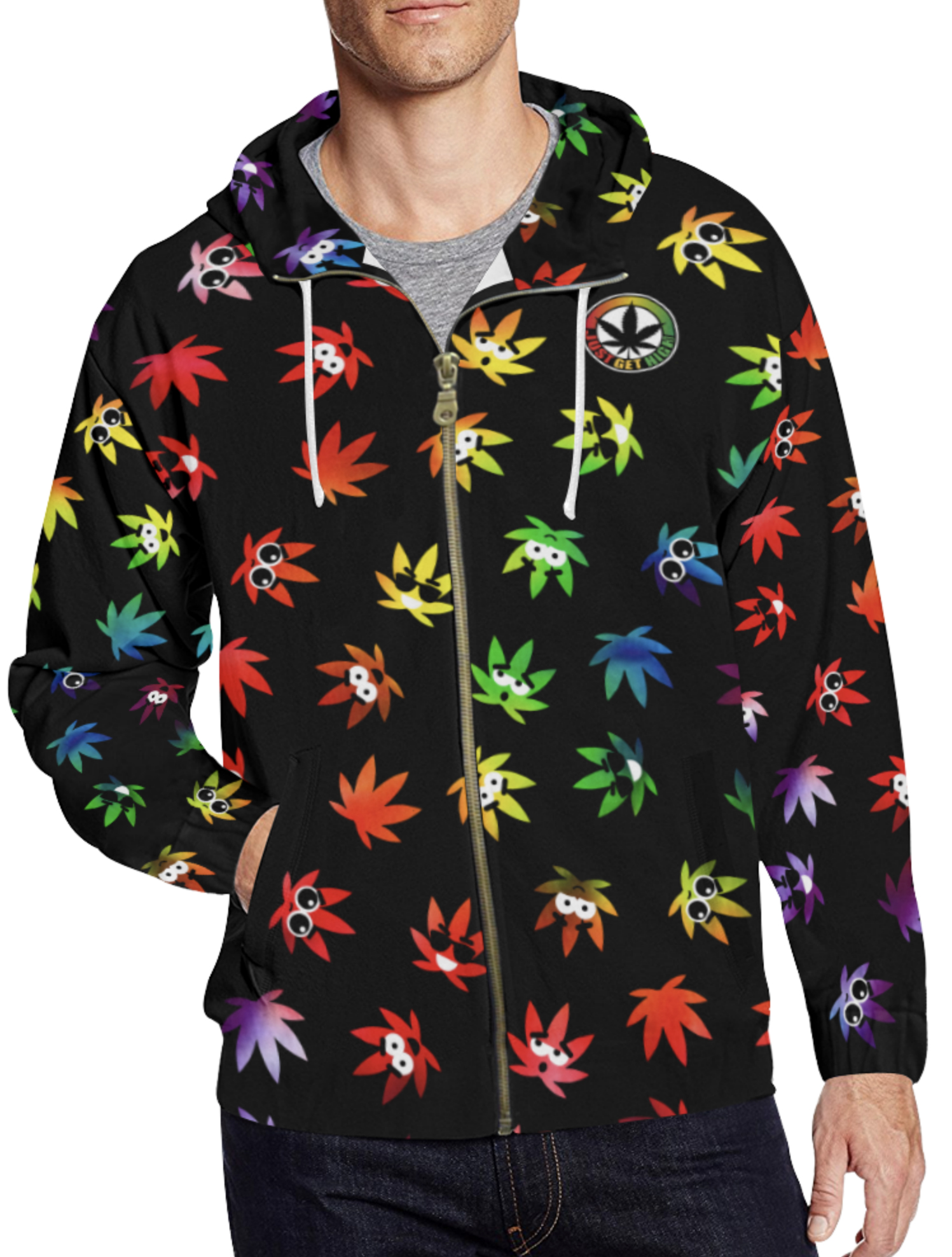 just get high_zip hoodie_kawaii