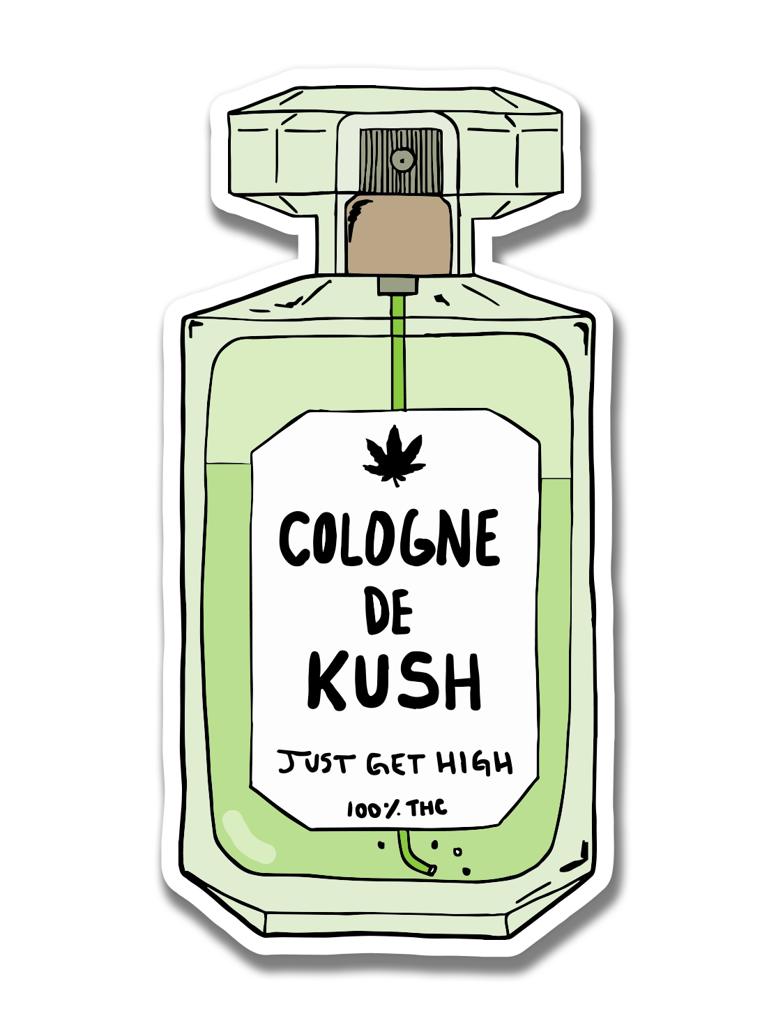 just get high_large sticker_kush bottle perfume