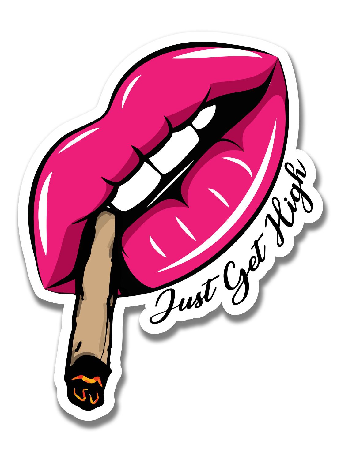 just get high_ stickers_hot lips just get high_ stickers_hot lips