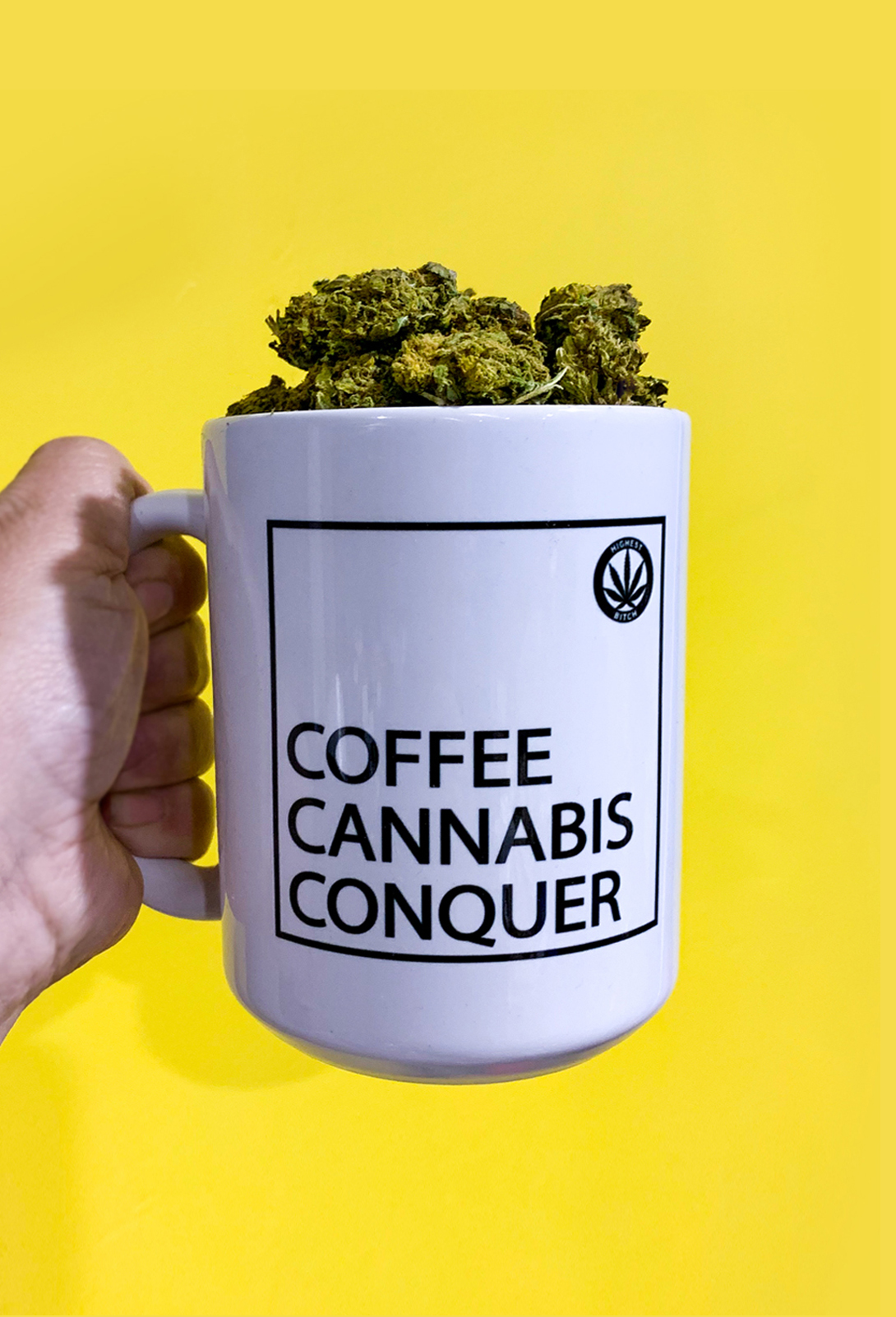 just get high_coffee mug_highest bitch coffee cannabis conquer_a