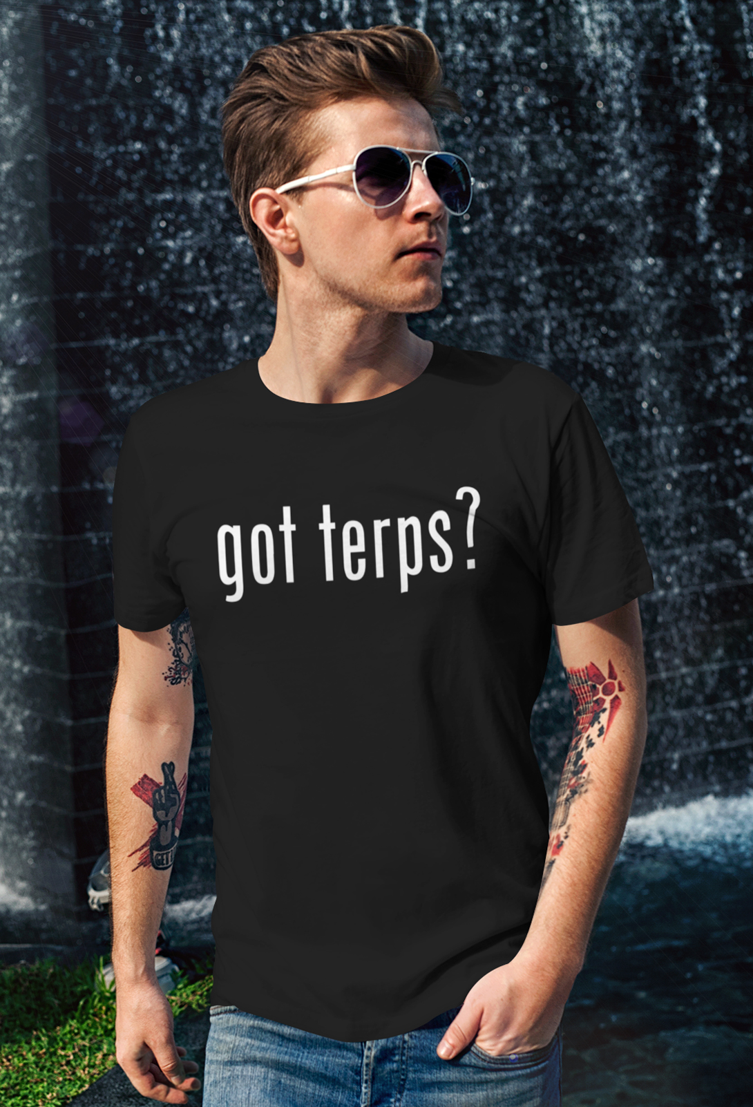 got terps_just get high_black shirt_model