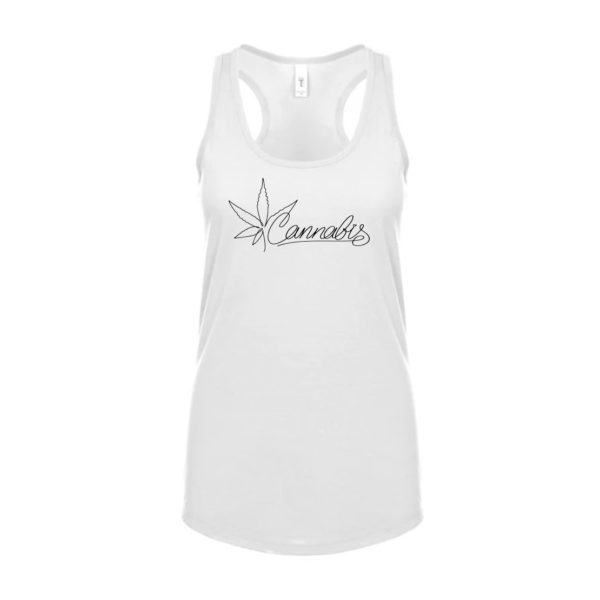 CURVED HEM TANK TOP: CURSIVE CANNABIS