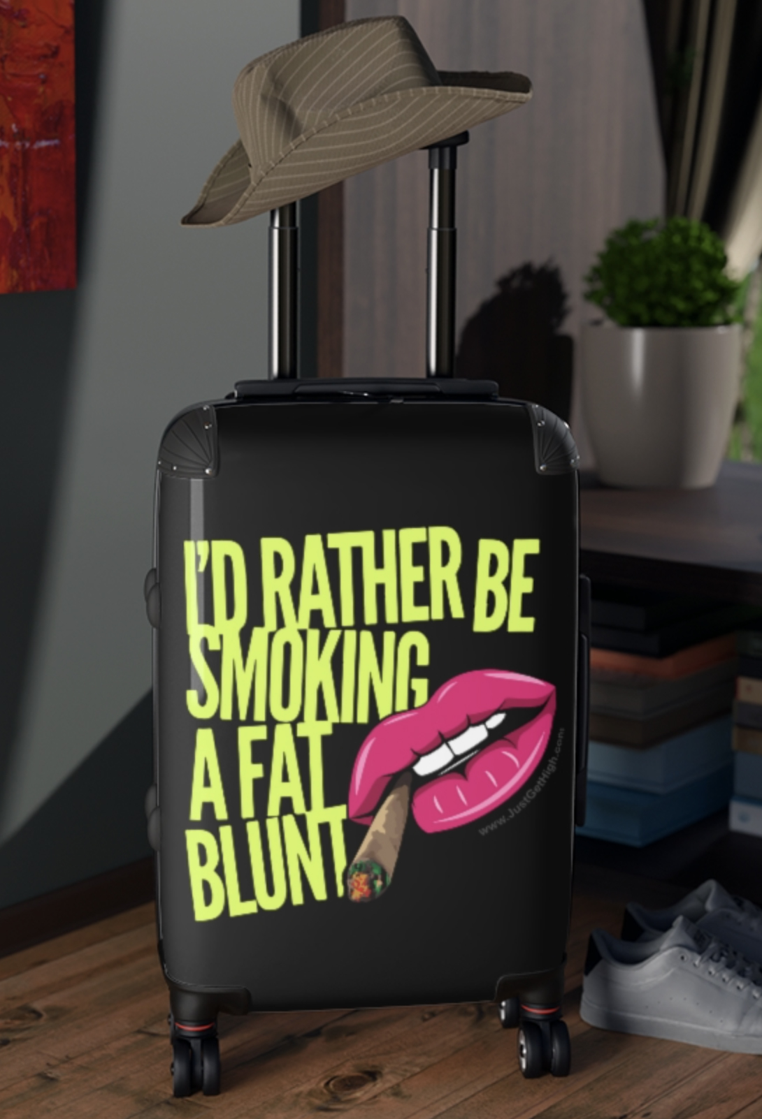 just get high_cabin suitcase_smoking blunt