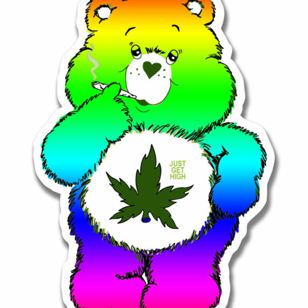 XL STICKER: CANNABEAR RAINBOW