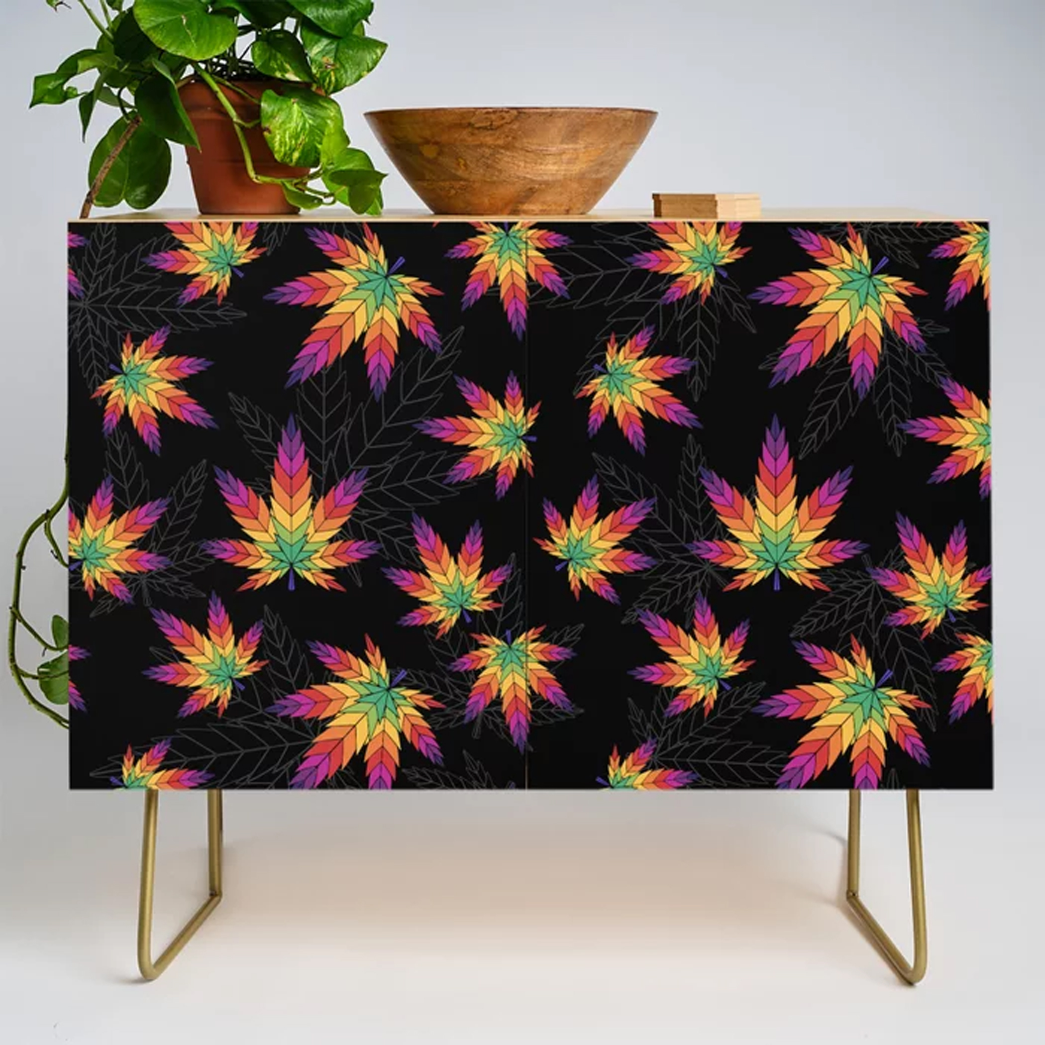 rainbow leaf_credenza_gold legs Just Get High