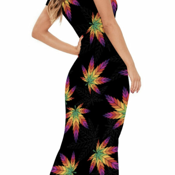 BODYCON DRESS: RAINBOW LEAF