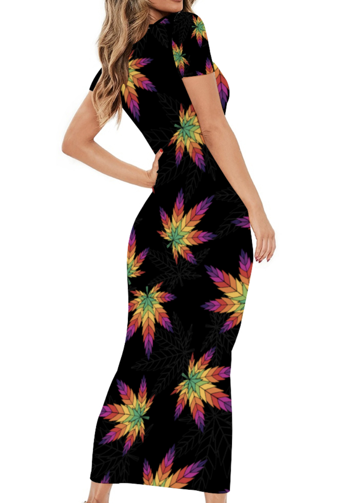 BODYCON DRESS RAINBOW LEAF Just Get High