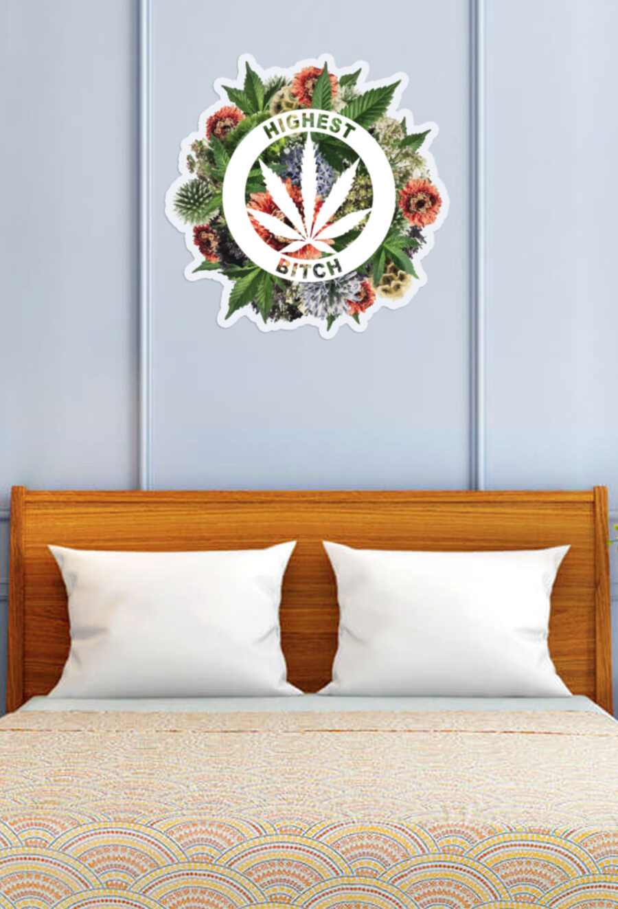 Decorative Sticker: Highest Bitch Flowers