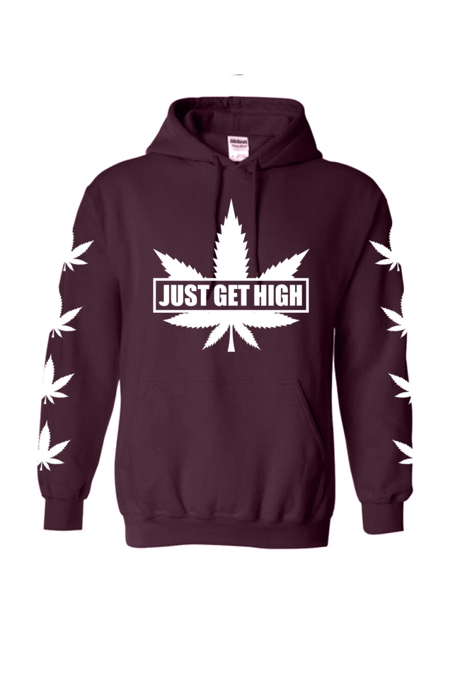 Graphic Hoodie: Just Get High Leaf - Image 4