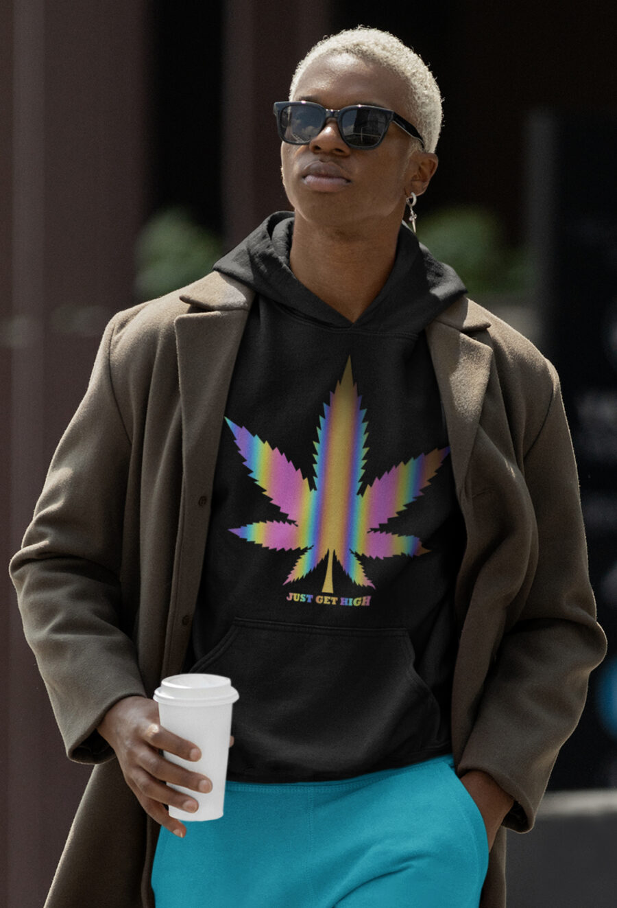 Reflective Hoodie: Just Get High Leaf