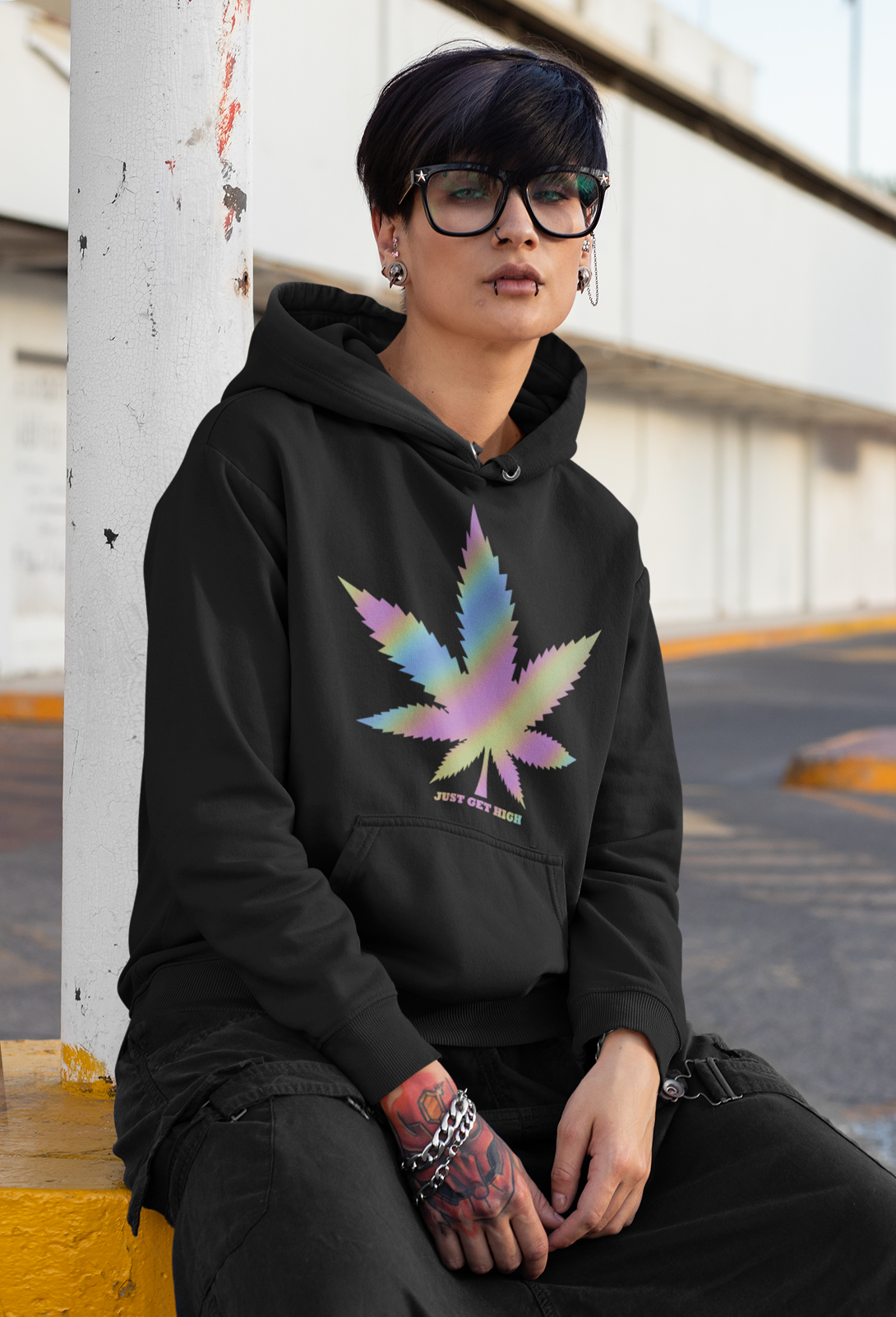 Reflective Hoodie: Just Get High Leaf – Just Get High
