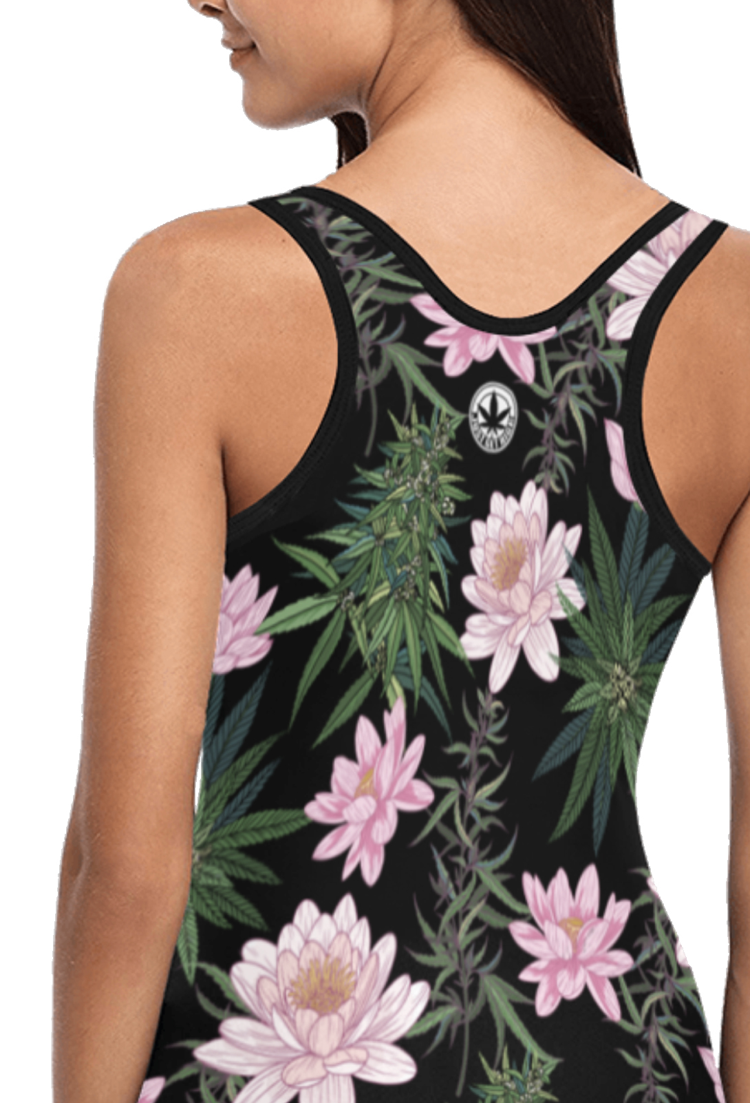 One-Piece Racerback Swimsuit: Lily and Leaves – Just Get High