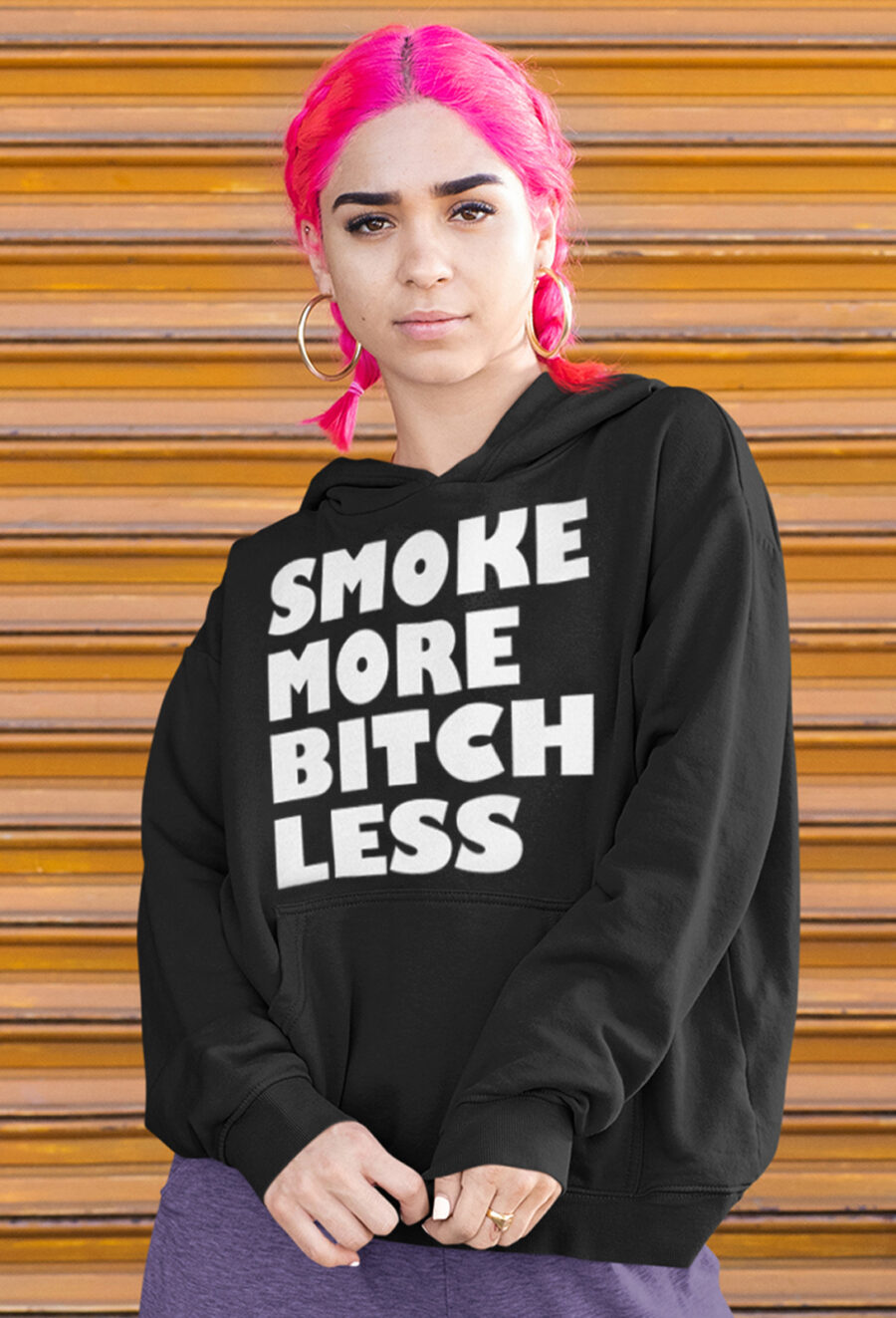 Graphic Hoodie: Smoke More Bitch Less