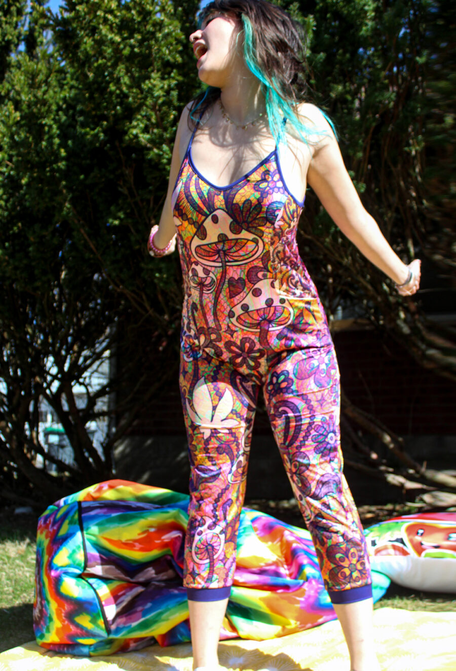 AOP Pocket Romper: Shroom Lace