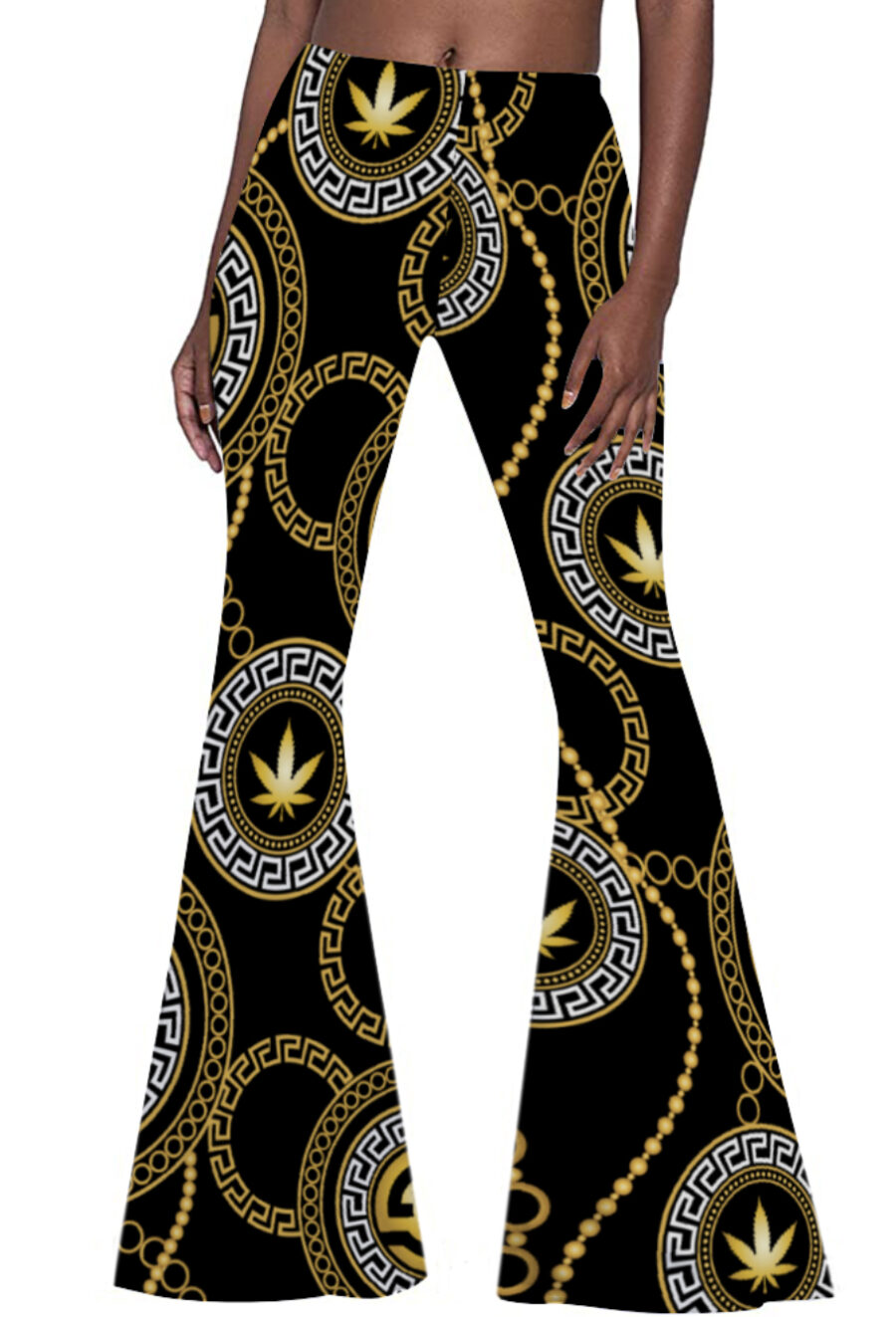 Flared Leggings: Ganja Glam Chains