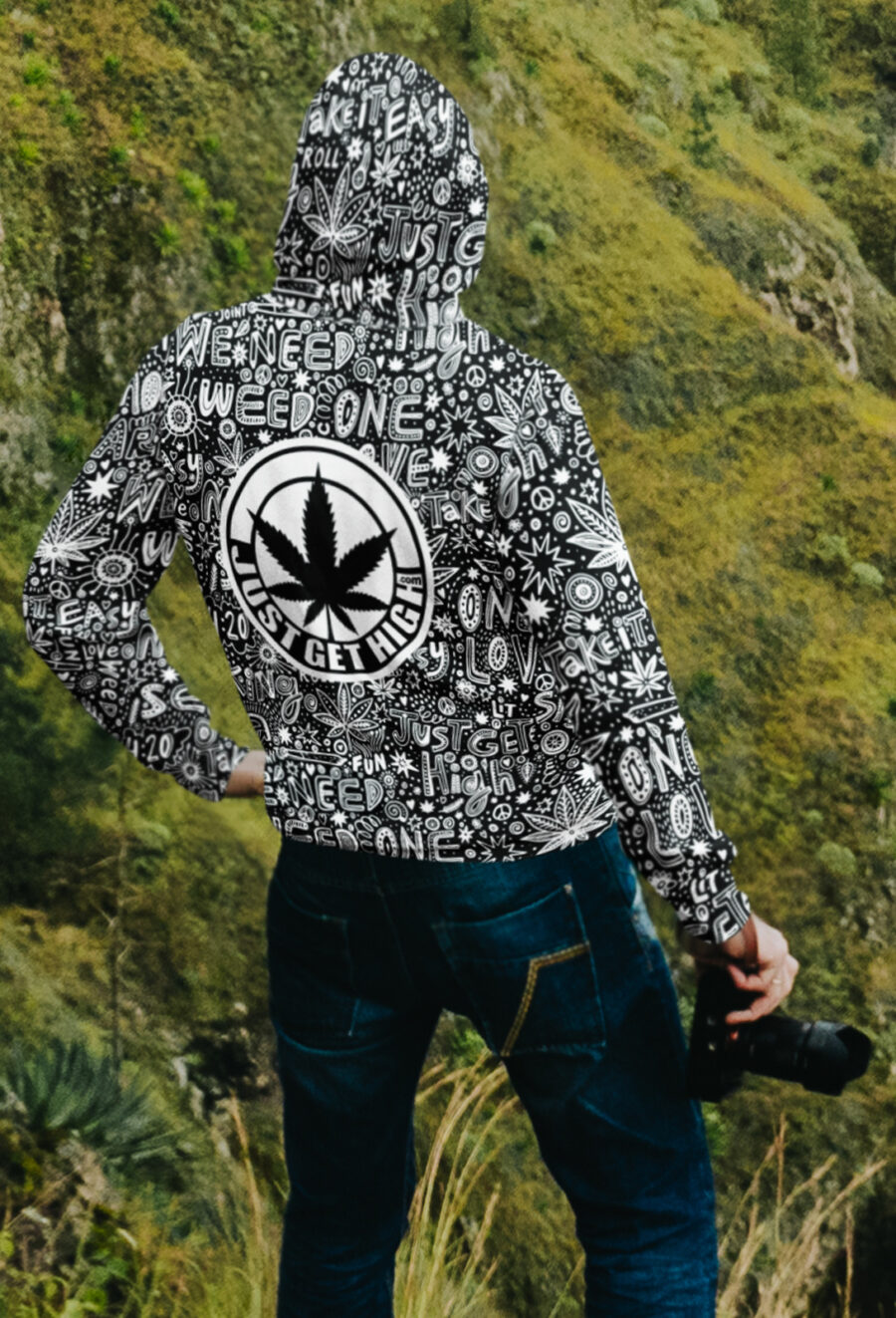 AOP Hoodie: Just Get High Graffiti