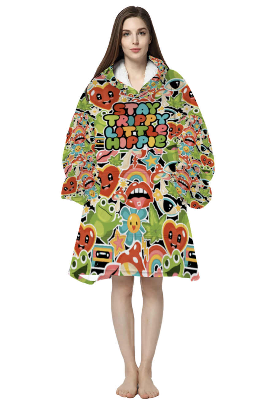AOP Oversized Fleece Hoodie: Stay Trippy - Image 2