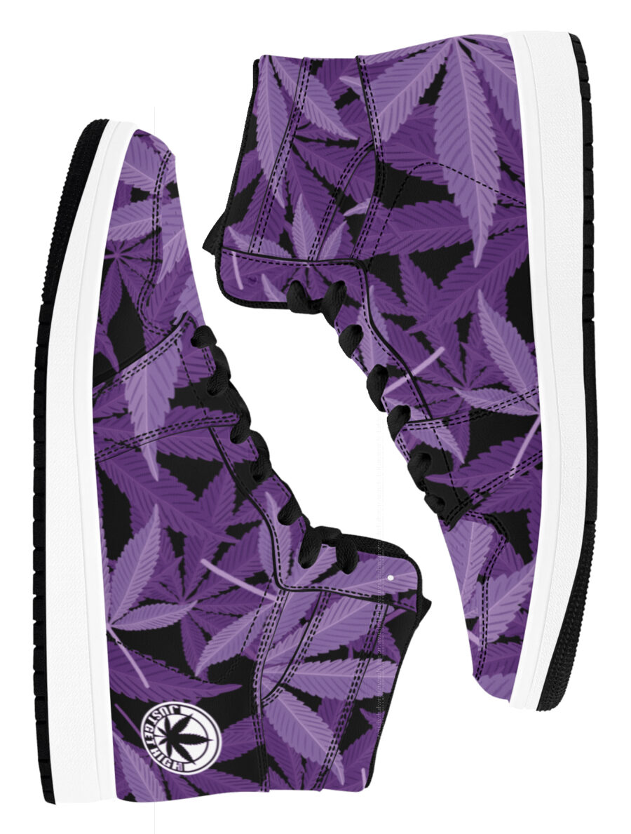 AOP Basketball High-Top: Purple Leaf