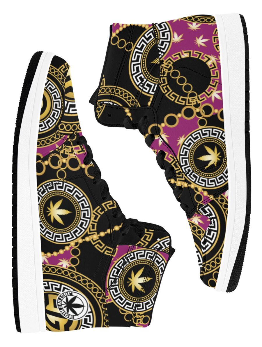 AOP Basketball High-Top: Ganja Glam Chains and Print
