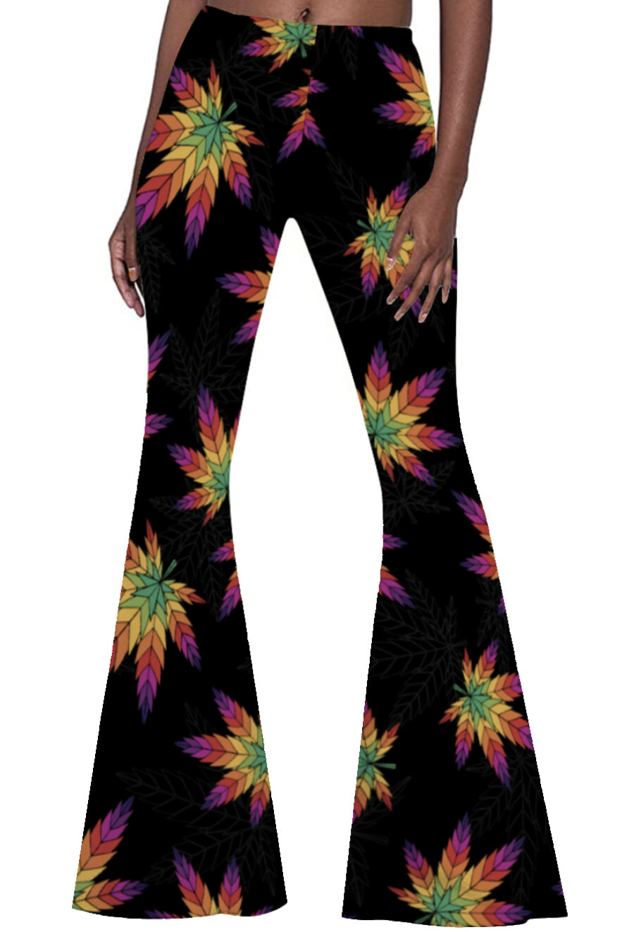 Flared Leggings: Rainbow Leaf