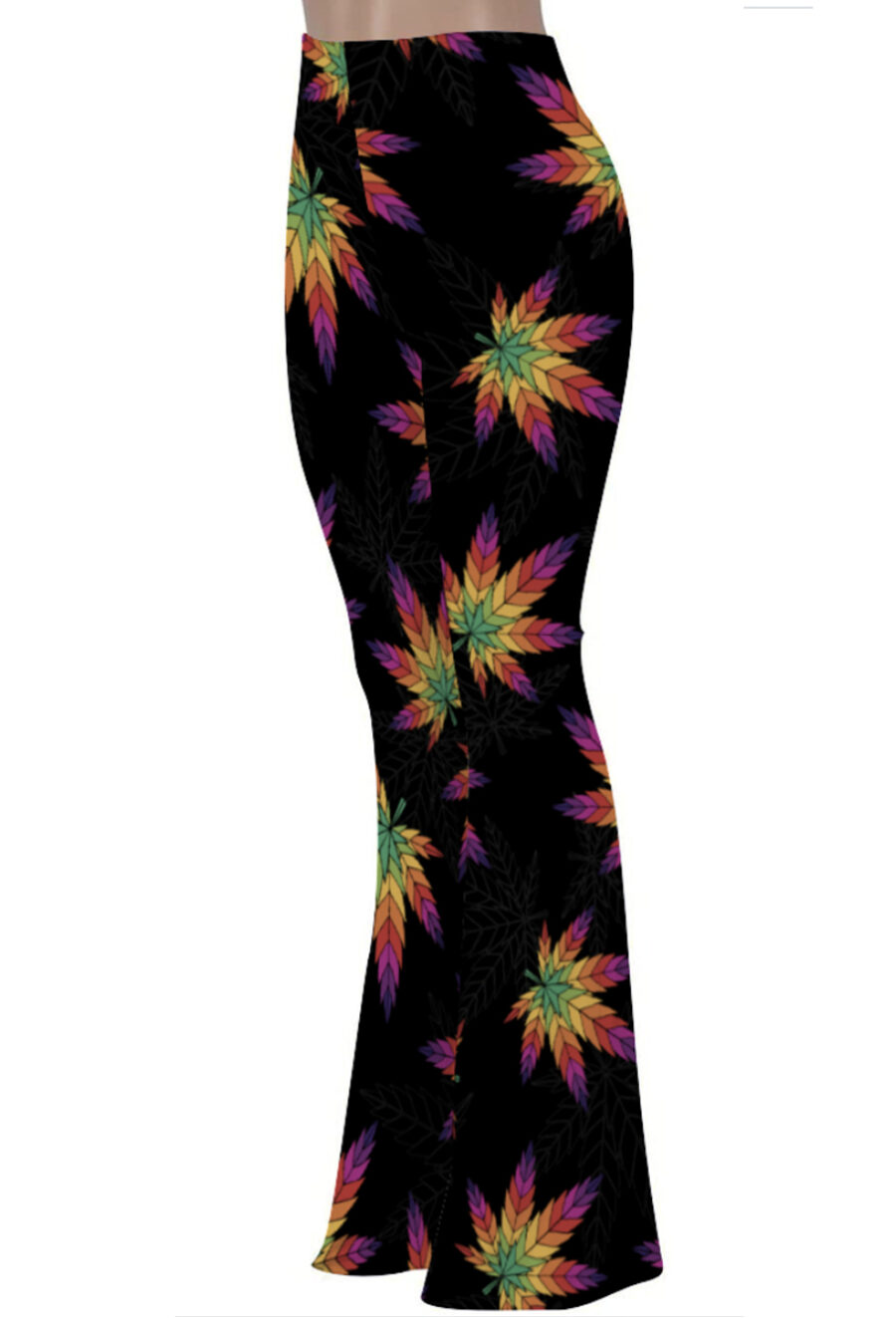 Flared Leggings: Rainbow Leaf - Image 2