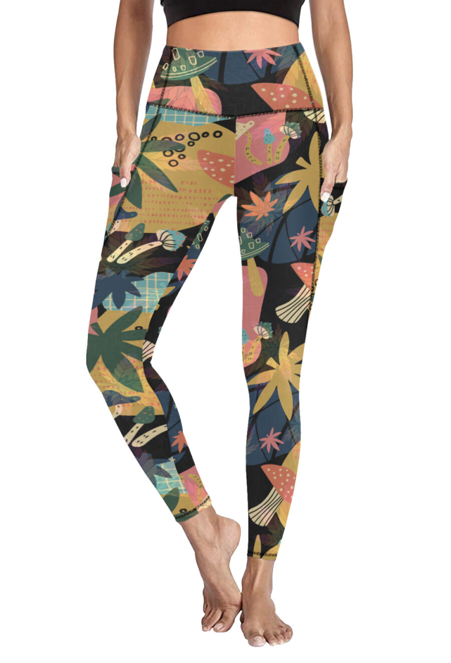 Pocket Leggings: Cannabis + Shrooms - Image 2