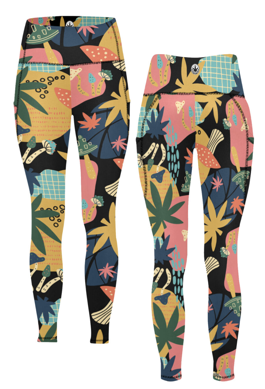 Pocket Leggings: Cannabis + Shrooms - Image 3