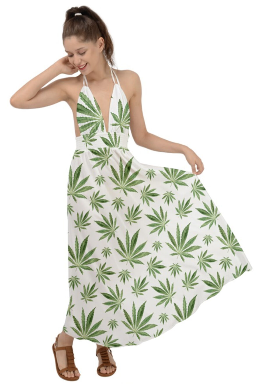 Backless Maxi Dress: Painted Ladies