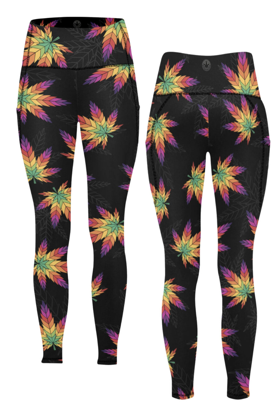 Pocket Leggings: Rainbow Leaf - Image 3