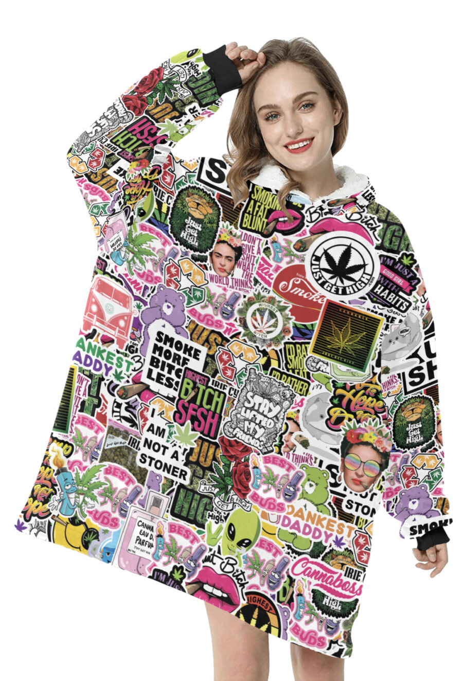 AOP Blanket Hoodie: Sticker Toss