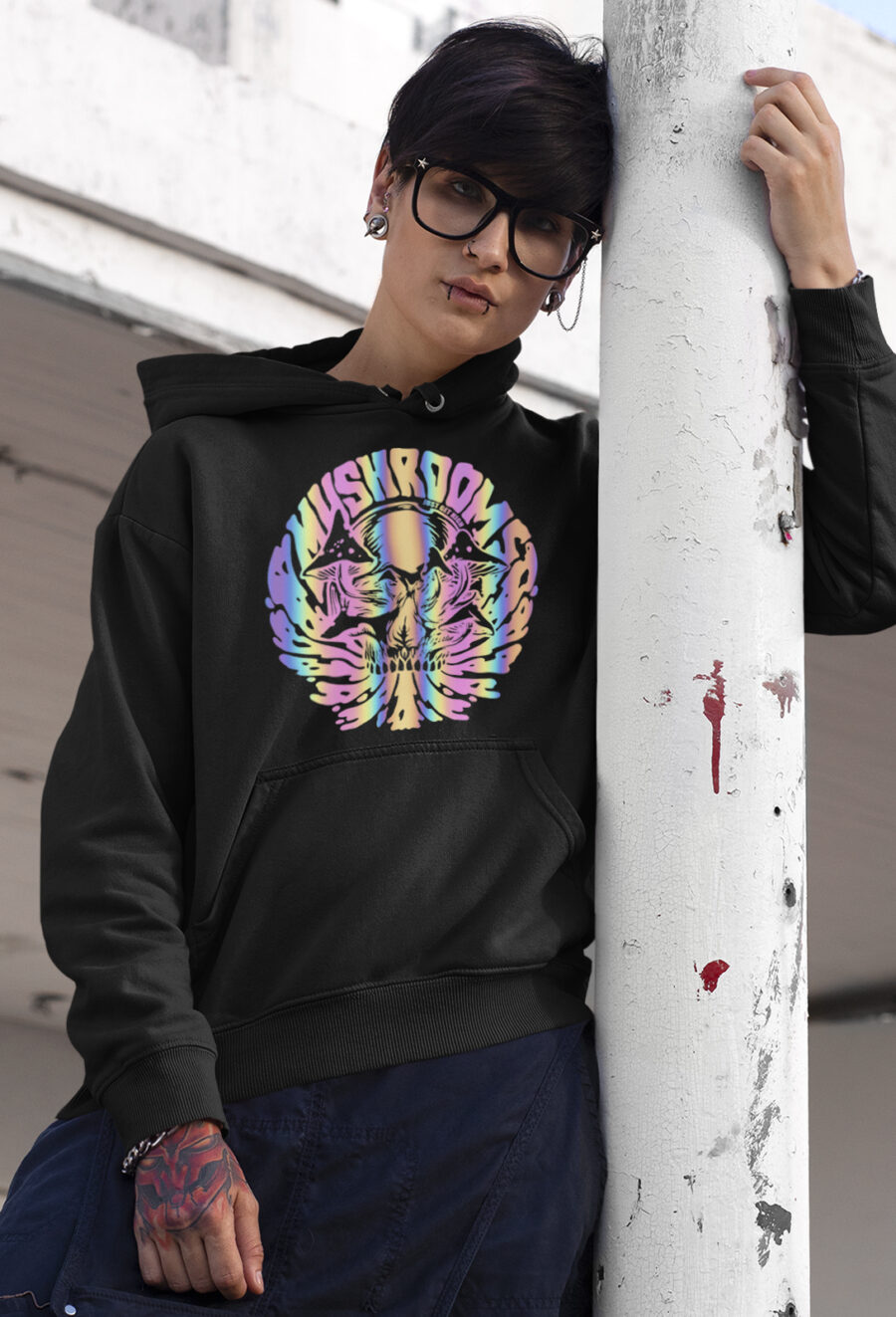Reflective Hoodie: Skull Shroom