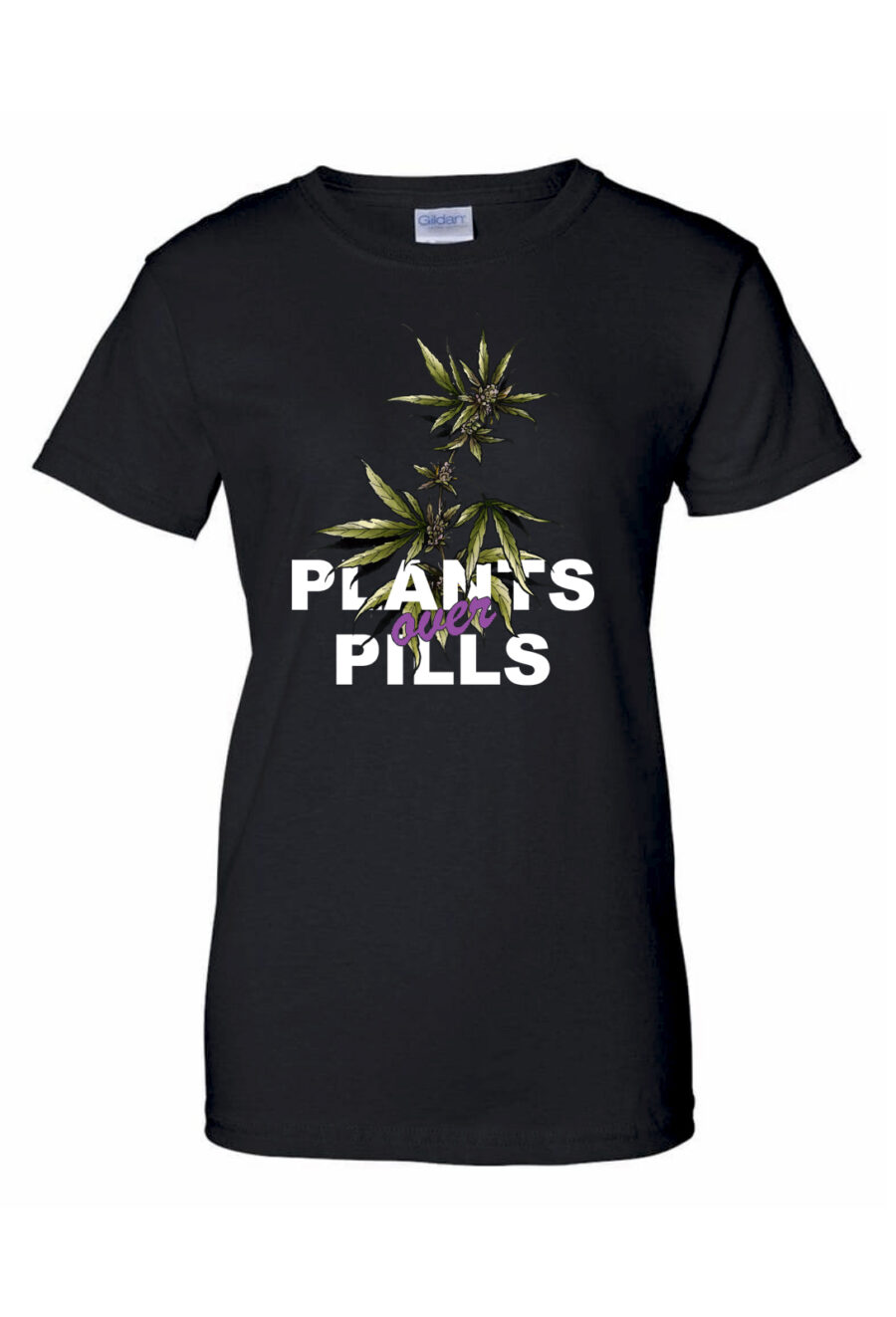 Fitted T-Shirt: Plants Over Pills - Image 4