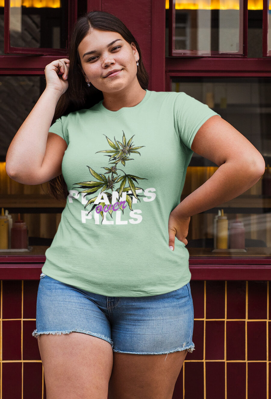 Fitted T-Shirt: Plants Over Pills