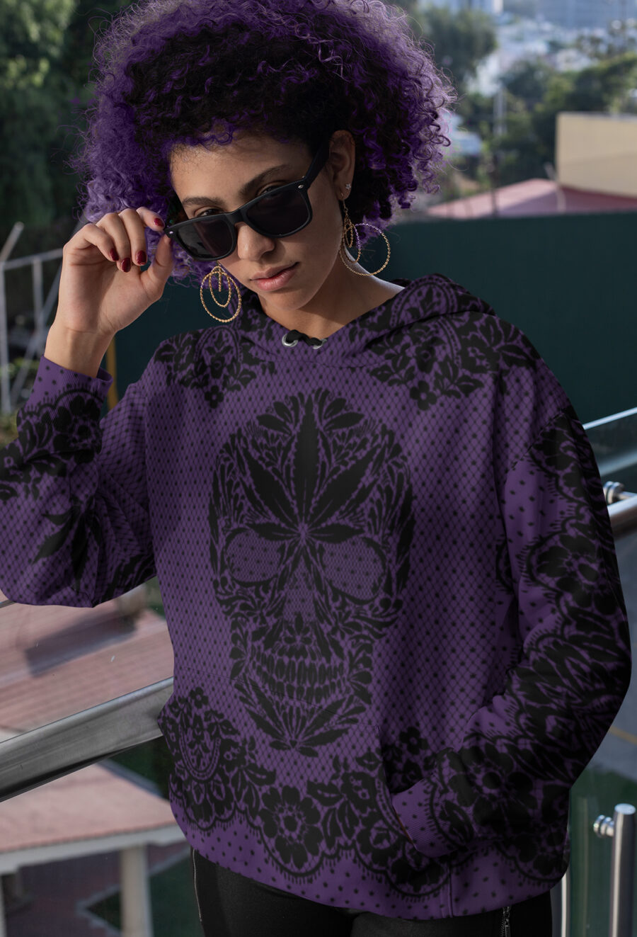 AOP Hoodie: Skull Lace