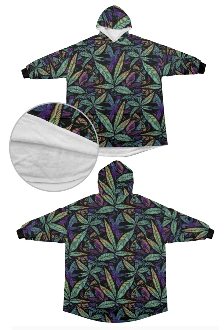 AOP JUMBO Blanket Hoodie: Ombre Leaf - Image 3